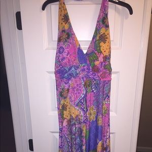 Floral Print Maxi Halter Dress